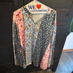 Floral Patchwork Long Sleeve Tunic